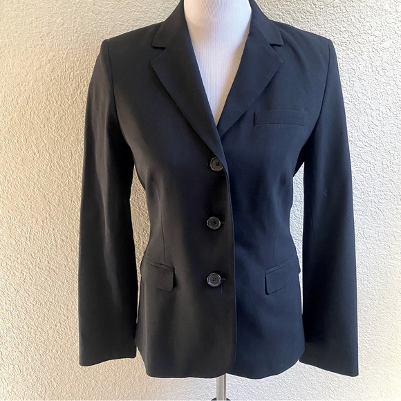 Banana Republic Wool Blazer Solid Black Suit Jacket Stretch Button Down: 6